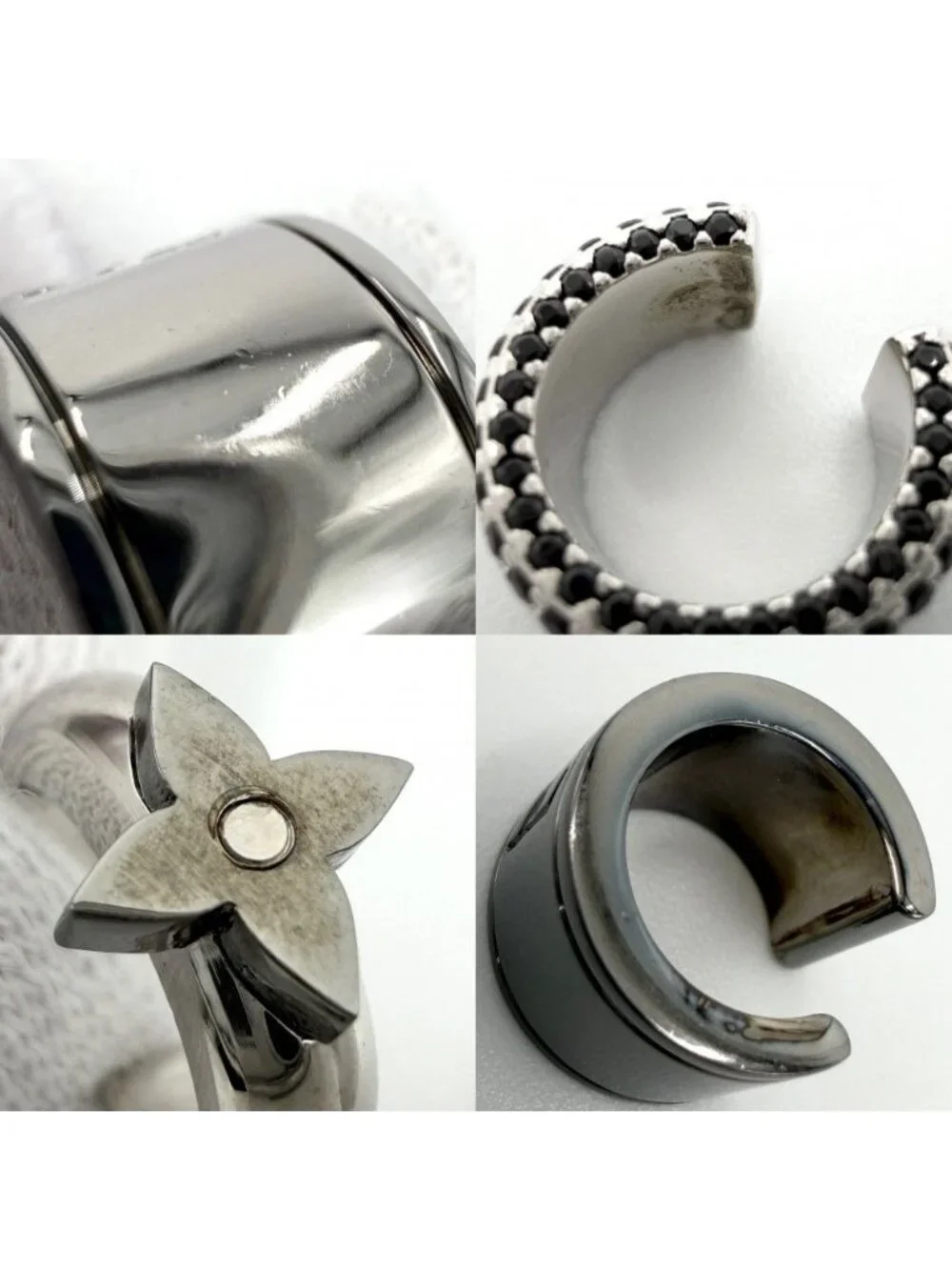 Louis Vuitton Earrings Monogram Circle Set Of 3 Silver 9.5